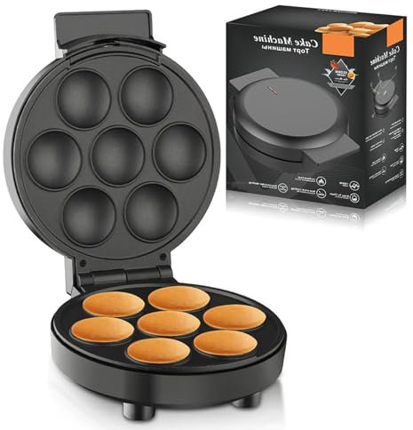 Máquina eléctrica for hacer cupcakes, for uso doméstico, genérica, antiadherente de 1000 W, ideal for hacer cake pops, tartas, pasteles, repostería, desayunos, cocina, estilo contemporáneo.(Black)