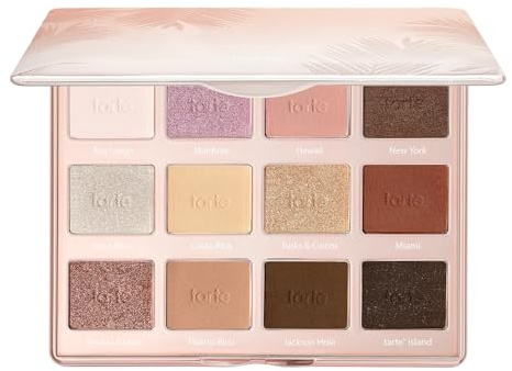 Tarte Amazonian Clay palette di ombretti, 12 tonalità ispirate ai viaggi, luccicanti e opache