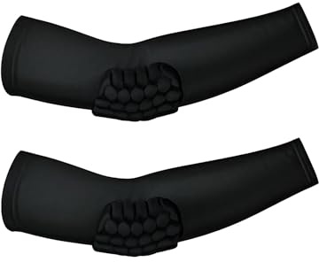 Codera Manguitos, Protectores de Codo Engrosados Antebrazo Verano, Coderas Unisexo Suaves Antideslizantes y Resistentes Al Sol para Deportes de Verano Voleibol Fútbol Baloncesto（1 par） (Negro-S)