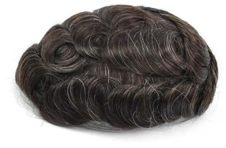Peluca de cabello humano para hombre, diseño de prótesis capilar mono, de NPU, duradera, de 6 pulgadas, con ondas rectas, 120, tupé lacio #5x7#210