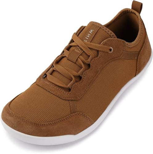 WHITIN Zero Drop Barefoot Sneakers for Men Wide Toe Box Shoes Width Minimalist Knit Size Knit Minimus Casual Walking Comfort Travel Brown 46