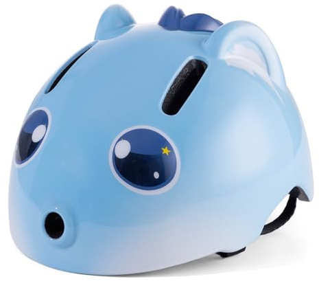 Aomiun Casco de Bicicleta para Niños, Casco para Niños con Dibujos Animados En 3D, Casco Ligero Ajustable para Bicicleta Y Scooter, Casco Transpirable Protector con Forro Interior (S)