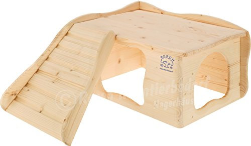 Resch Nr22 Wohlfühlhaus Großglockner, naturbelassenes Massivholz aus Fichte/mit Treppe zur Liegeterasse/Zwei große Eingänge und abgerundete Ecken/ 50 x 40 x 21,5 cm