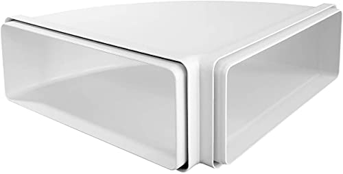 Curva 220x90 mm Per Aerazione Canalizzata per Cappa Cucina Di Tipo Orizzontale. Per Tubo Rettangolare in Pvc Colore Bianco