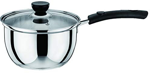 Bo Time Casserole en Inox Haute Qualité avec Couvercle en Verre Trempé Disponible en 16/18/20cm - 18c - Diamtre : 18cm