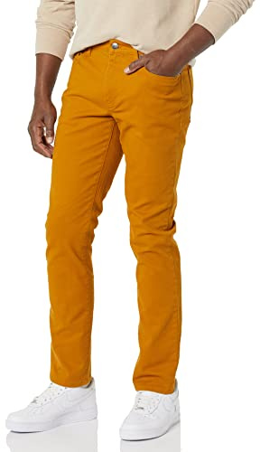 Amazon Essentials Pantalon en Sergé Stretch 5 Poches Coupe Ajustée Homme, Or, 38W / 30L