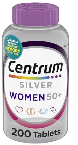 Centrum Silver Women's Multivitamin for Women 50 Plus, Multivitamin/Multimineral Supplement with Vitamin D3, B Vitamins, Non-GMO Ingredients, Supports Memory and Cognition in Older Adults - 200 Ct