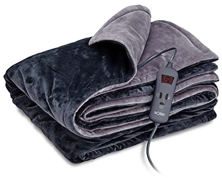 Solac - Calientacamas Reikiavik Single 120x160cm | 150W | Manta eléctrica Individual | Temporizador | 10 Temperaturas | Protección sobrecalentamiento | Conector extraíble | Lavable a máquina