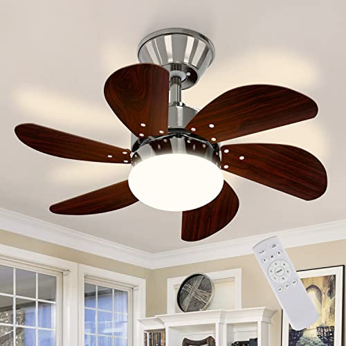 Homefire Deckenventilator Mit Beleuchtung und Fernbedienung Leise - Deckenlampe Wohnzimmer 6 Flügeln Ø75 cm Ventilator Timing Deckenleuchte Fan Sommer-/Winter für Schlafzimmer Küche Ohne Lichtquelle