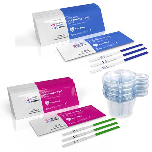 Ovulation and Pregnancy LH and HCG Fertility Tests, Includes 20 Pregnancy Test Strips, 50 Ovulation Test Strips, 70 Urine Cups, Quick Accurate Results