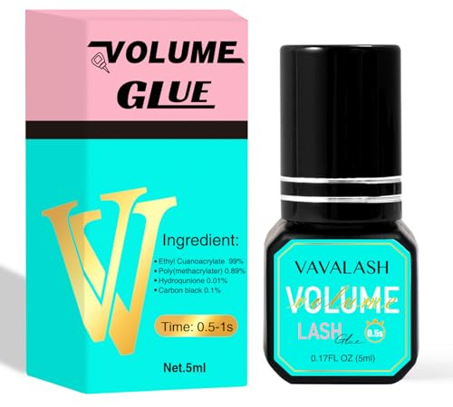 VAVALASH Eyelash Extension Glue Lash Extension Adhesive 0.5-1 Sec Drying Time Retention 9 Weeks Maximum Bond Lash Glue Long Lasting Black Lash Adhesive Professional Lash Artist Use Only (Volume,5ml)
