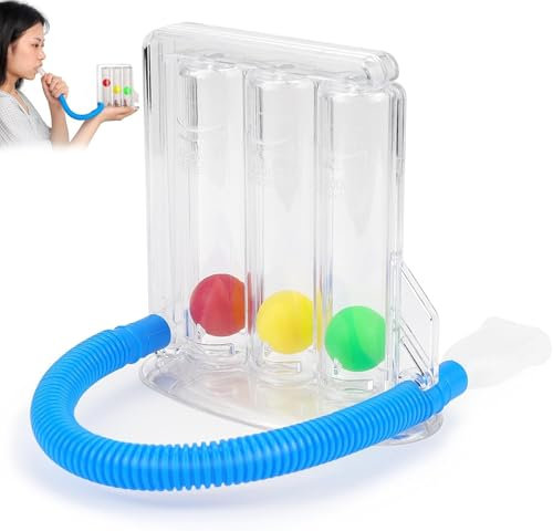 Rierousy Esercitatore Respiratorio, Spirometro Portatile, Allenatore di Respirazione Profonda con 3 Palline Colorate e Boccaglio per la Terapia del Linguaggio e la Funzione Polmonare