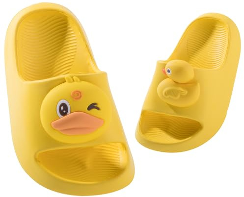 DRECAGE Chanclas de Playa para Niña Zapatillas de Baño Niño Zapatos de Piscina Antideslizante Ligero Verano Sandalias de Ducha Pato Amarillo 26-27 EU
