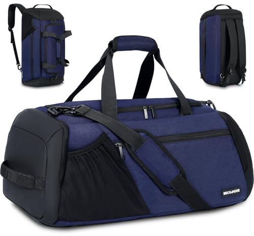 Sporttasche Herren 40L Groß Sporttaschen Reiserucksack Mehrere Taschen Rucksack mit Schuhfach Nassfach Wasserdicht für Schulter und Hand Trainingstaschen Weekender Tasche Sports Bags Navy blau