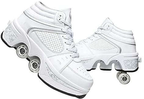 Rullskor, skor med hjul, fyrhjuliga rullskridskor, för flickor och pojkar, skateboardskor, bekväma och ventilerande, justerbara sneakers med dolda hjul