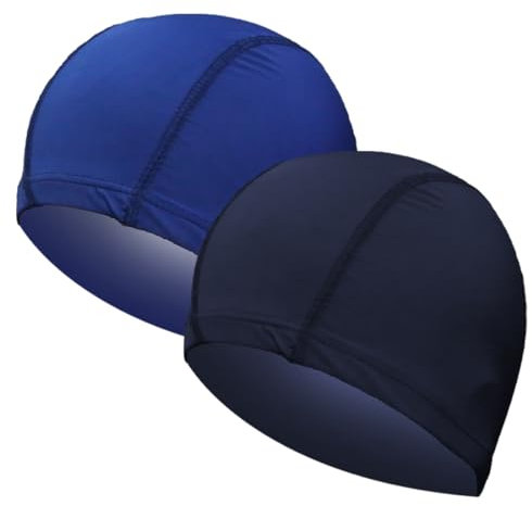 DWFEYOI 2 Stück Badekappe für Kinder Erwachsene,Komfort Stoff Schwimmhaube Badehaube Bademütze für Mädchen Jungen Damen Herren,Super Elastisch Kein Ziepen Haare Schwimmkappen