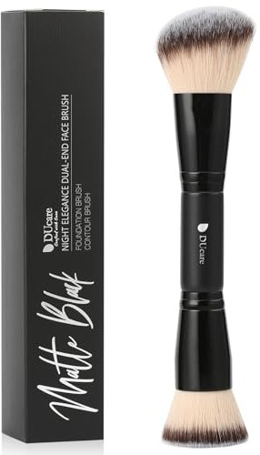 DUcare Foundation Pinsel - Dual Head Contour Bronzing Makeup Pinsel, Dual Head Self Tanning Makeup Brush zum Verblenden von Foundation, Concealer, Cremes und Make-up (B-schwarz)