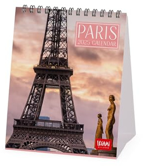 Legami - Calendario de mesa 2025, calendario de 12 x 14,5 cm, 12 meses y planificador anual 2026, 6 idiomas, signos del zodiaco y fiestas internacionales, París