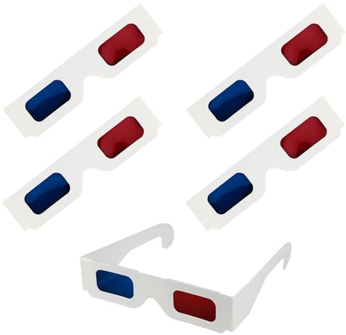 CHTUGEM 5 stycken röda och blå 3D-pappersglas med vit ram för film, TV och film