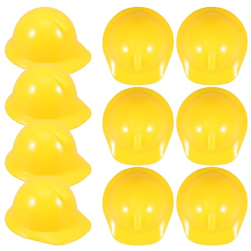 Garneck 10 mini cascos de construcción: decoración para obras en miniatura, casco de trabajadores de la construcción, estable, para casa de muñecas, decoración de tartas, decoración de tartas