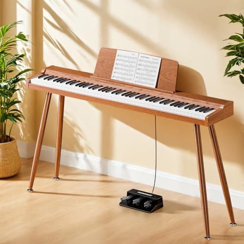 Keyboard Piano Electric 88 Key Piano keyboard: 88 Key keyboard Piano Semi-Weighted Full Size Premium Sound MIDI Headphone Jack Triple Pedal Compact Design for Beginners to Professionals