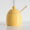 Darthome Beehive Ceramic Honey Storage Pot with Wooden Dipper Jar Container Drizzler (Yellow)