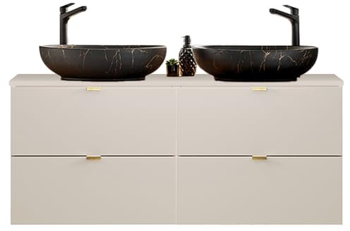 Lomadox DURANGO-56 Double vasque de salle de bain 120 cm en cachemire mat, 4 tiroirs, lavabo en céramique