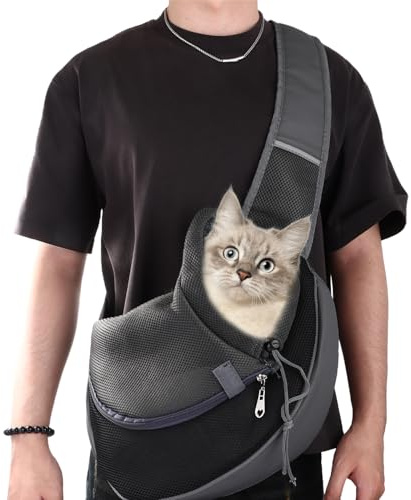 ASelected Pet Carrier Sling,Pet Bag With Adjustable Shoulder Strap,Hands-Free Cat Carry Bag,Mesh Pet Dog Papoose Pouch Tote,Pet Sling Carrier for Dog Cat Puppy Below 13 Lb for Walking Travel Outdoor