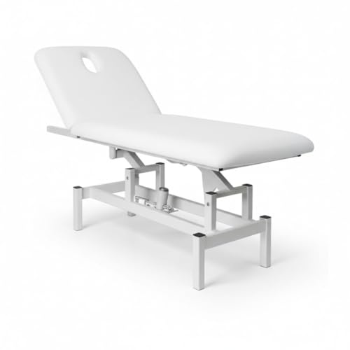 PLUS SANTE – Table d’Examen électrique FOBIA 2 Plans, Hauteur réglable par Moteur, Dossier inclinable, revêtement PU Facile à Nettoyer (Blanc, 65 cm (sans Porte-Rouleau, sans roulettes))