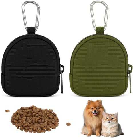 PHYNDR 2 Pièces Sacs à friandises pour chien - Pochette friandise chien - Avec fermeture éclair et mousqueton - Mini sac portable pour l'entraînement