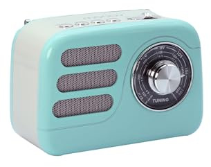 Mooov 477240 - Radio Vintage Bluetooth 5.4 con Batería Recargable, Radio FM/Am/SW Portátil Retro, Altavoz Inalámbrico Compacto, USB y microSD, 6h Autonomía - Turquesa