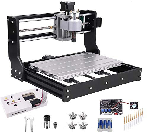 Upgrade Version CNC 3018 Pro GRBL Control DIY Mini CNC Machine, Mcwdoit Wood Router Engraver with Offline Controller + 5mm ER11 PCB +20PCS 3.175MM CNC Router Bits + 4 Sets CNC Plates