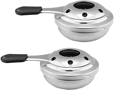2 Stück tragbarer Mini Alkoholkocher Winddicht Spiritusbrenner Alkoholbrenner Edelstahl Campingkocher für Outdoor-Aktivitäten Wandern Kochen Tee Kaffee Heißgetränke Herd