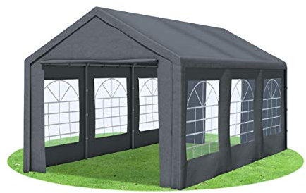 Stabilezelte Partyzelt 3x6 Classic Premium PVC 400 g/m² wasserdicht inkl. Seiten Festzelt Gartenzelt Grau