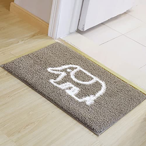 Badezimmerteppich Elefant Weiß Taupe Badematte Flauschig Mikrofaser Badvorleger rutschfest Duschvorleger Schnelltrocknend Badteppich Waschbar Duschvorleger Verdicken Badematten Badmatte 50x80cm