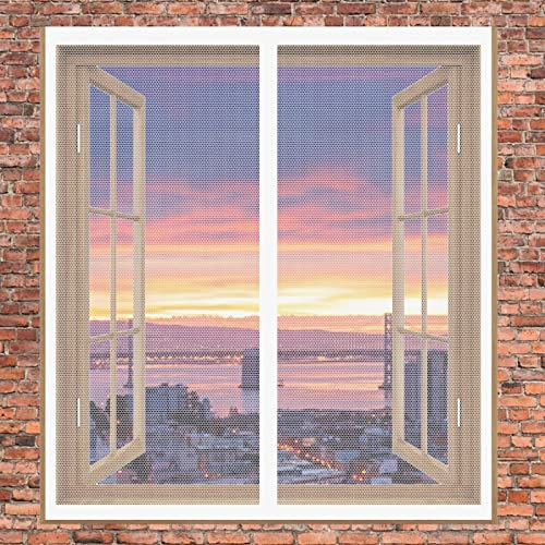 Fliegengitter Für Dachfenster 100 x 50 cm Fenster Mückengitter Ohne Bohren Automatisches Schließen Magnetvorhang Für Balkontür Terrassentür, Weiß