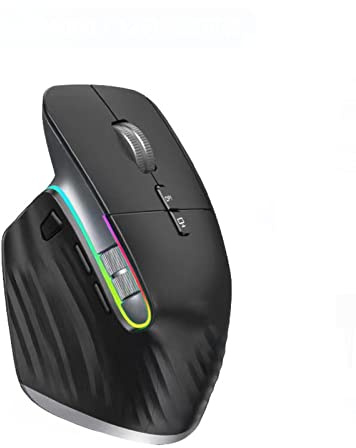 JUSHZ Souris sans Fil Ergonomique Gamer Gaming Silencieuse Résolution Réglable 2,4 GHz Rechargeable pour Les Jeux De Bureau Muet (125X85X51mm,Black)