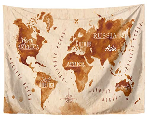 SusggO Tapiz Decorativo Pared 200x150cm Mapa Mundi Pared Grande Atlas – Tapiz Decoracion Pared – Cubrecama cubresofa colcha campo playa Decoracion Hogar