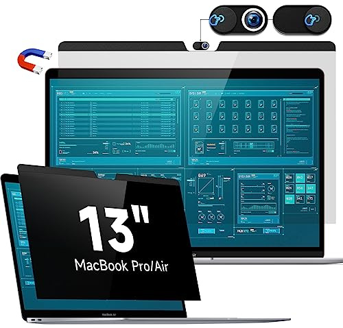 Magnetischer Blickschutzfilter Kompatibel Mit Apple MacBook Air 13 (2018-2021,M1) & MacBook Pro 13 Zoll (2016-2022,M1,M2), 13.3 Zoll Anti Spy Glare Blaulicht Mac Laptop Blickschutzfolie Sichtschutz