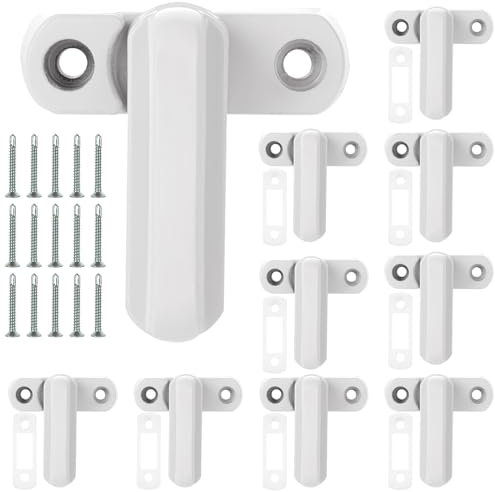 AKOLAFE 10 Stück Fenstersicherung Einbruchschutz Weiß Fensterriegel mit Schrauben Alulegierung Fenstergitter Einbruchschutz Sicherheit Fensterriegel Einbruchschutz für PVC, Türen, Fenster, Hause