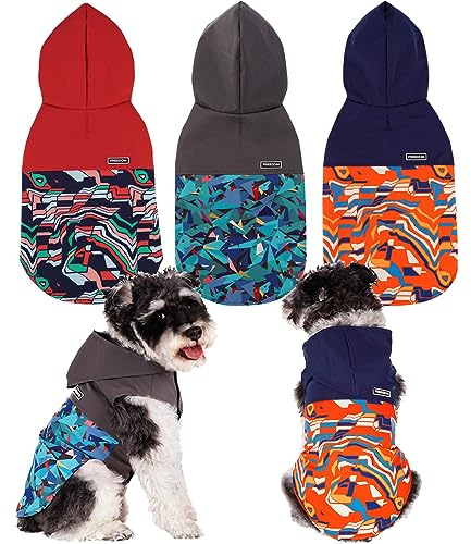 BPS - Impermeabili per cani di taglia piccola, media e grande, con cappuccio e tasca, in 100% poliestere (S, Rosso decorativo) BPS-16173RJ
