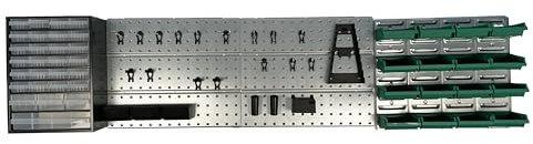 Raaco Start Set 1, Werkzeugwand mit Lochwand + Werkzeughalter + Sortierboxen + Kleinteilemagazin für Werkstatt Ordnungssystem, 186,6 x 44 cm, Stabil & Hochwertig