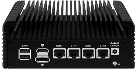 ROUAFWIT Micro Firewall Mini PC Core i3 N355 8C/8T Fanless, Router Appliance Computer, Support OS, OPNsense, 4 x 2.5Gbe i226-V, Barebone, NO RAM NO Storage, NO System