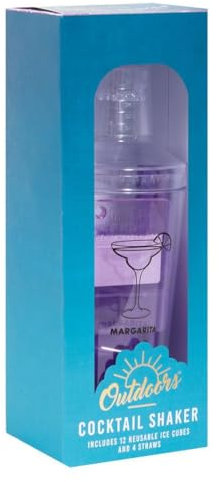 YöL Plastic Cocktail Shaker Kit - With 4 Reusable Straws And 12 Reusable Ice Cubes & 3 Cocktail Recipes Summer Drinks BBQ Party Picnic