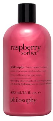 philosophy raspberry sorbet hydrating shower gel, 480ml, bubble bath, body wash