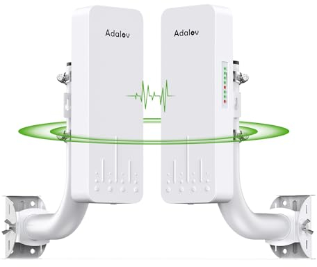 AdaLov WiFi Bridge Puente Inalámbrico Gigabit 5.8GHz, Punto a Punto/Multipunto, Alcance de 3KM, CPE para Exteriores con LAN de 1000Mbps, Antena de 16dBi, 24V PoE, Soporte de Instalación (CPE660)