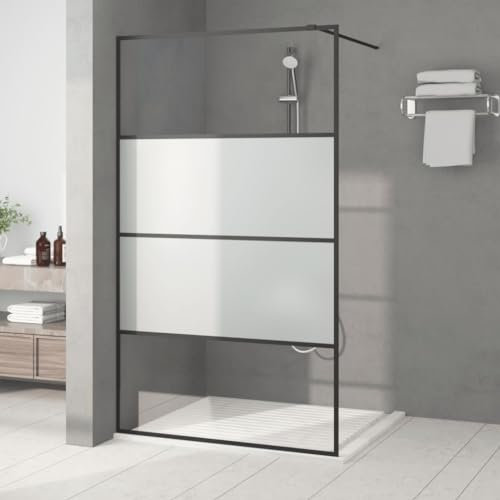 LAPOOH Mampara de Ducha Vidrio ESG Semiesmerilado Negro 115x195 cm, Cabina de Baño 152128
