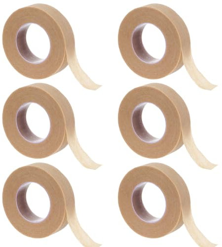 cobee 6 Rollen Micropore Tape, Selbstklebender Verband Mikroporen Band Atmungsaktives Klebeband Flexibles Mullband Nasen Tape für Wundversorgung Sport Wimpernverlängerung (1,25cm x 9,14m)