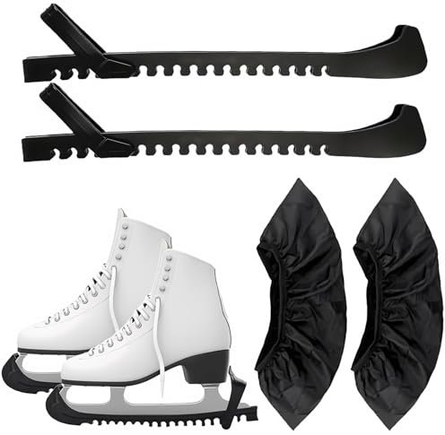 JSUOEO 1 Paar Verstellbarer Kufenschoner Schlittschuhe mit Schlittschuh Staubschutzhülle Schwarz Schlittschuh Schoner Schlittschuhschutz Zubehör für Erwachsene Kinder Anfänger