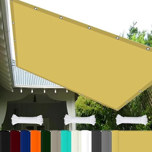 Pergola Canopy 1.4 x 2 m Waterproof Sunshade Awnings with Free Rope with Grommets Pes Sunshade for Yard Backyard Lawn Plant, Cream Color